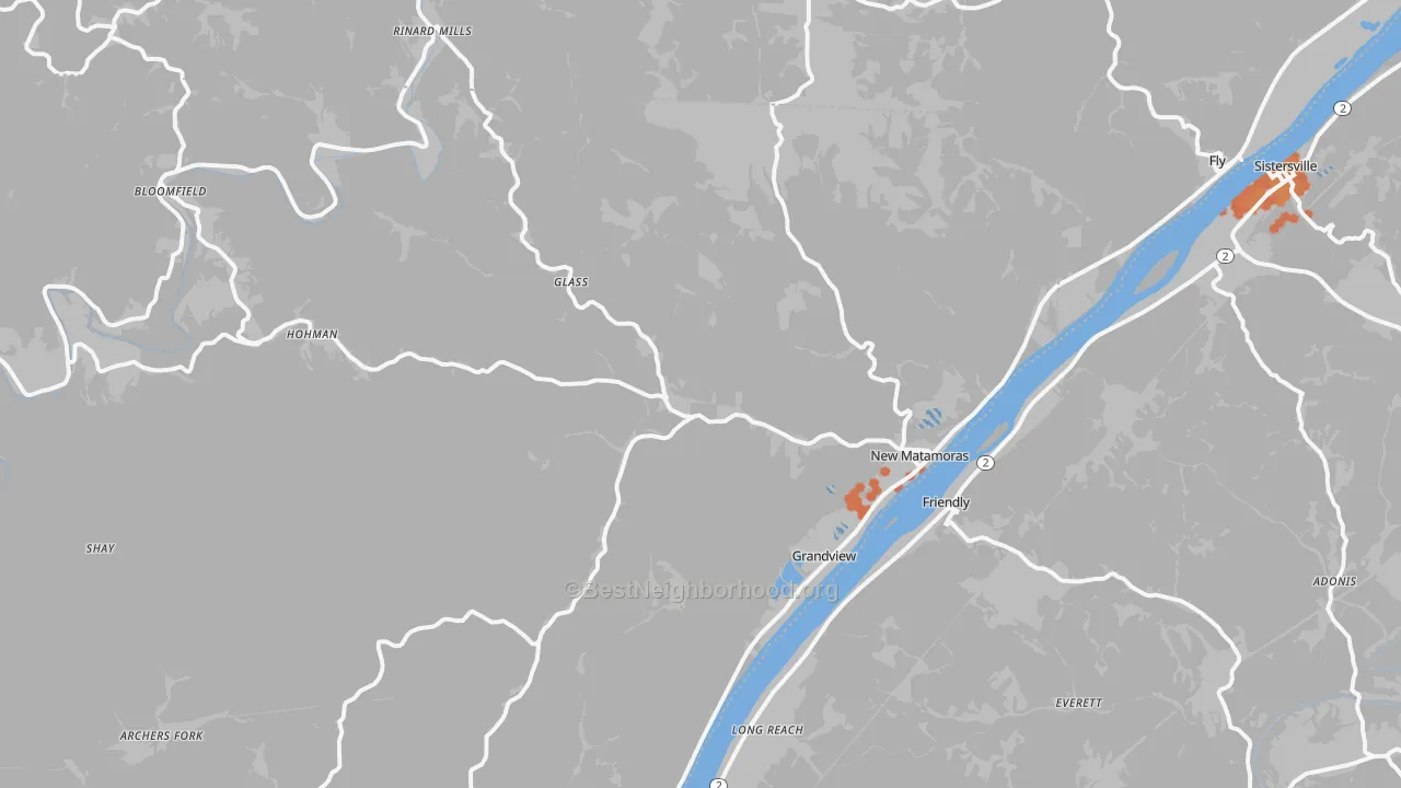 Bike Grade map of New Matamoras, OH