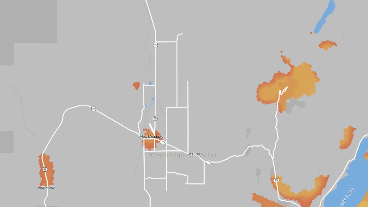 Bike Grade map of New Meadows, ID