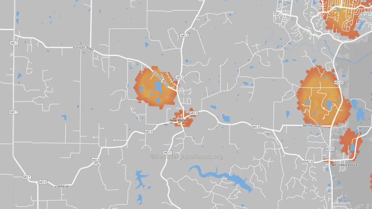 Bike Grade map of New Melle, MO