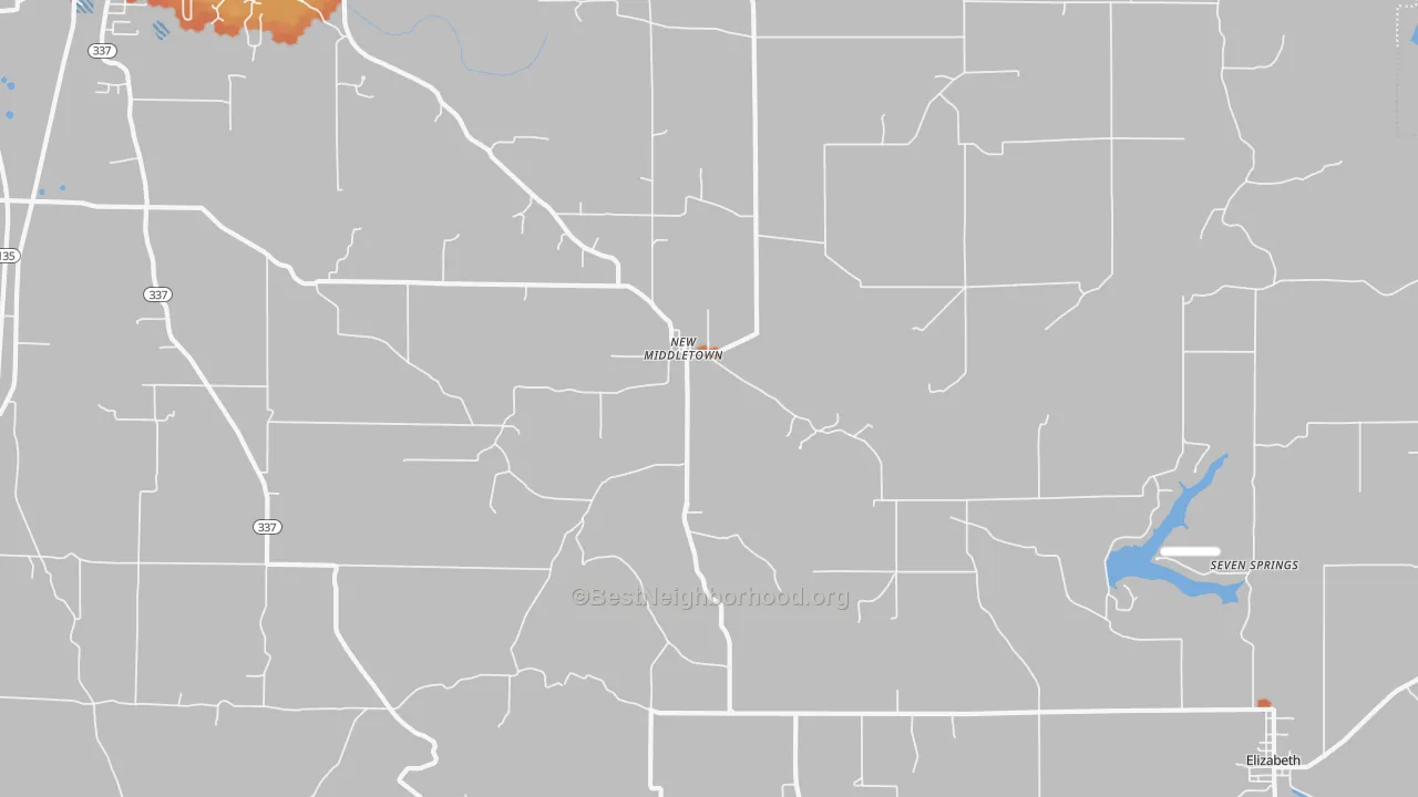 Bike Grade map of New Middletown, IN
