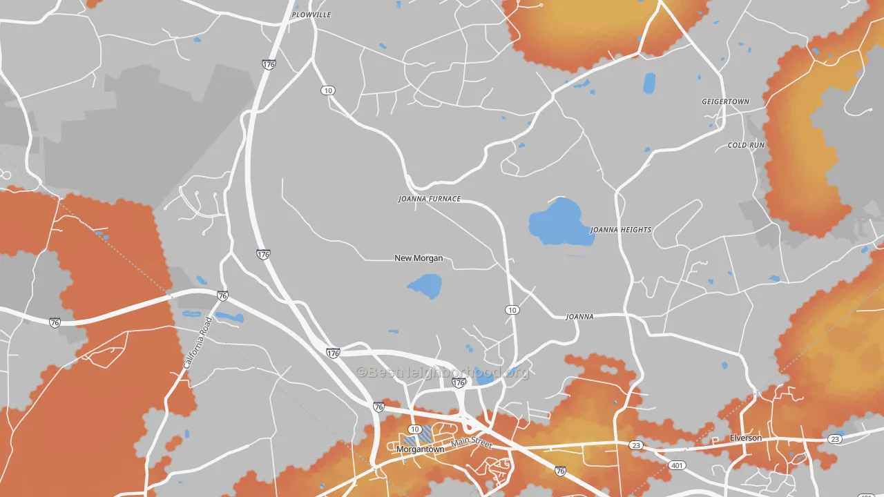 Bike Grade map of New Morgan, PA