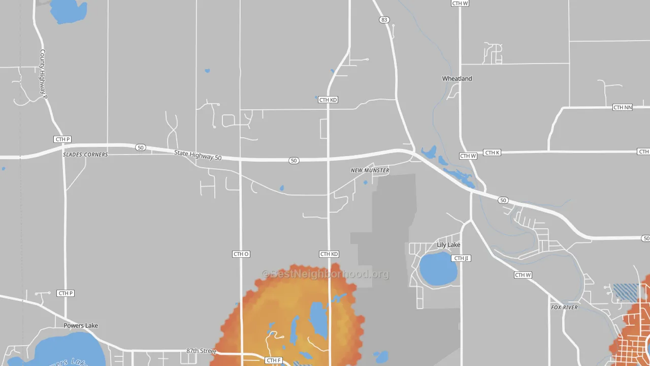 Bike Grade map of New Munster, WI