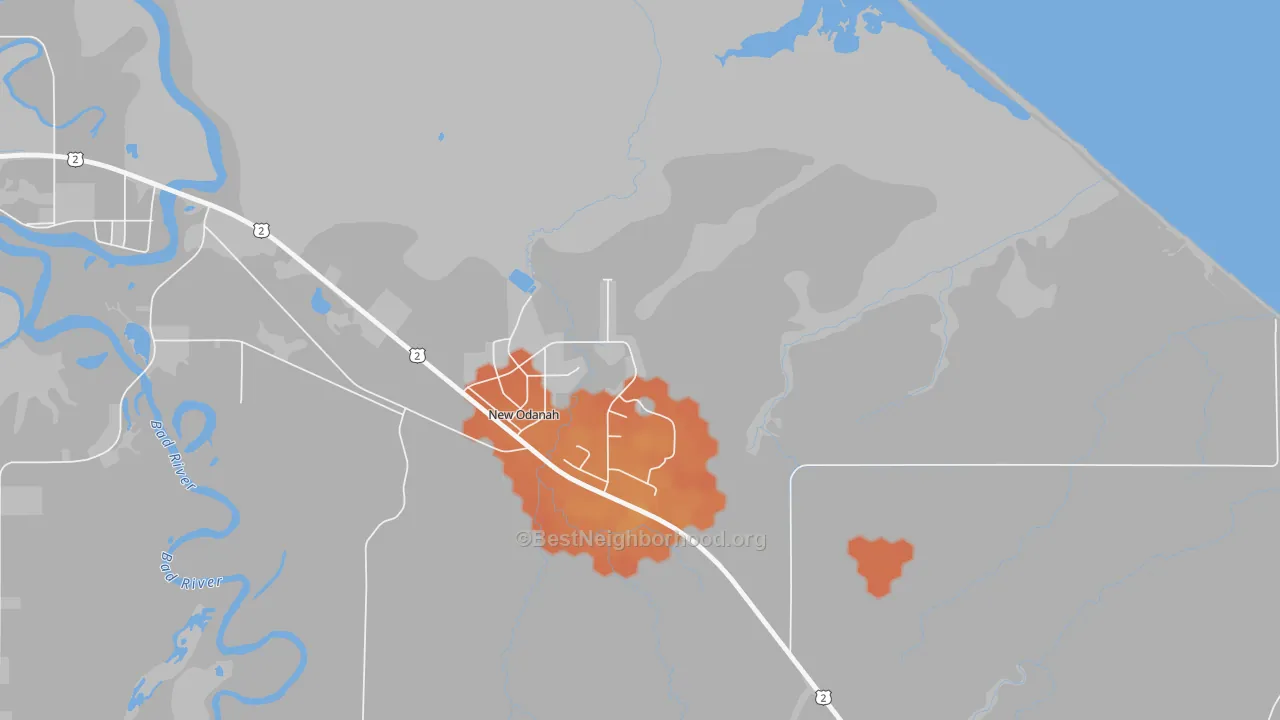 Bike Grade map of New Odanah, WI