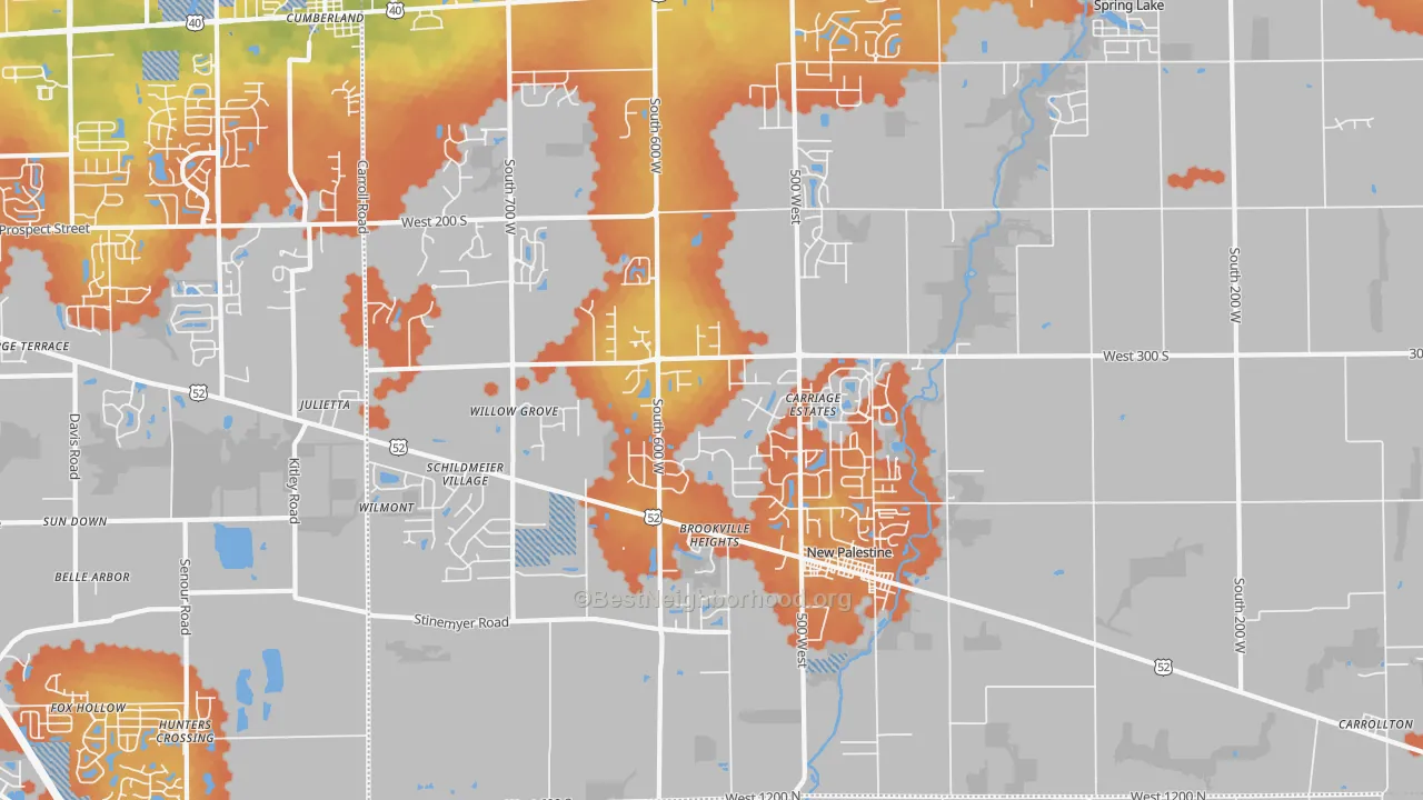Bike Grade map of New Palestine, IN