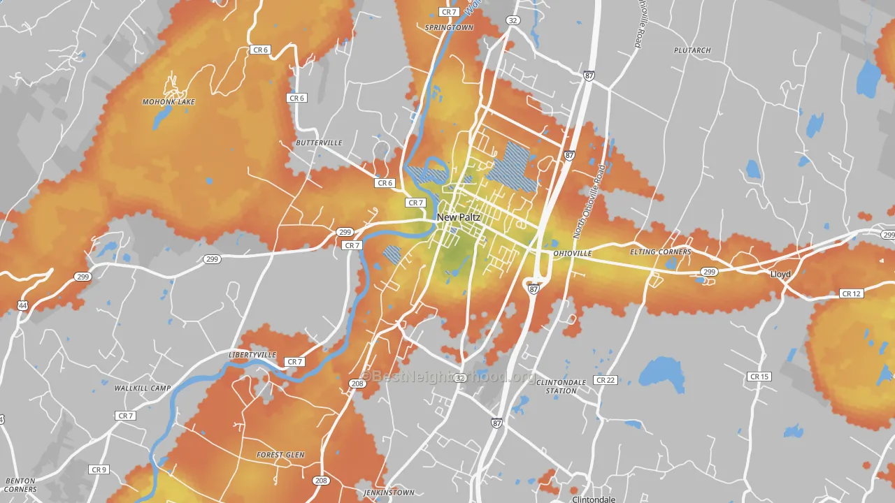 Bike Grade map of New Paltz, NY