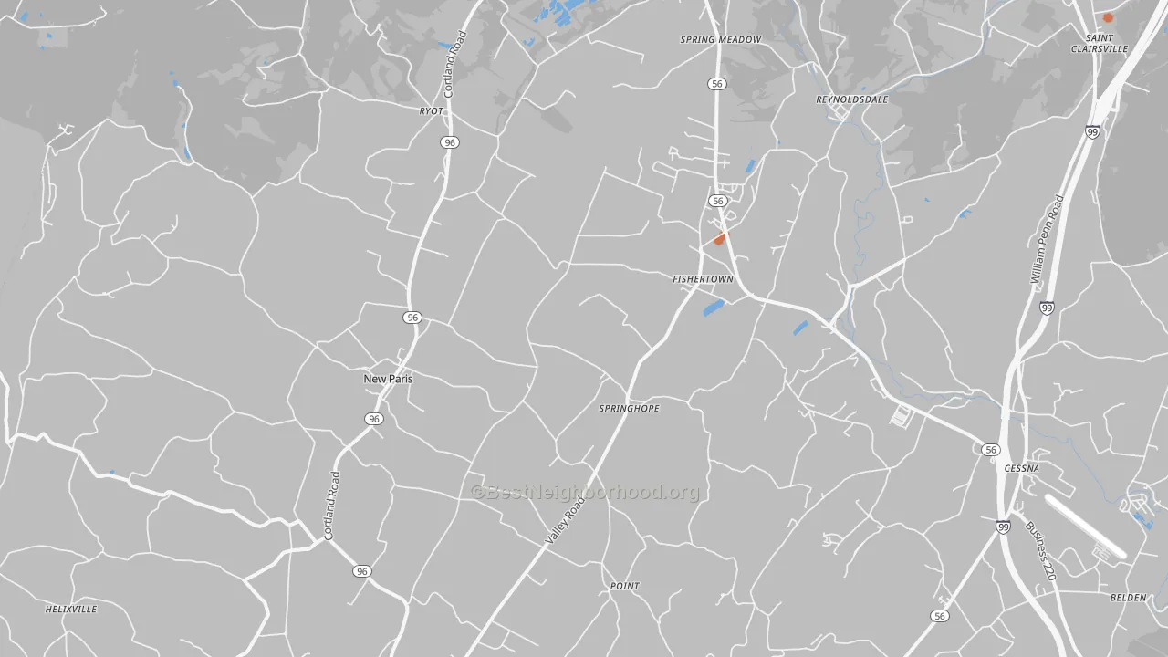 Bike Grade map of New Paris, PA