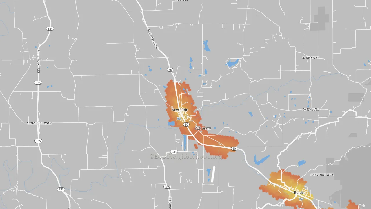 Bike Grade map of New Pekin, IN