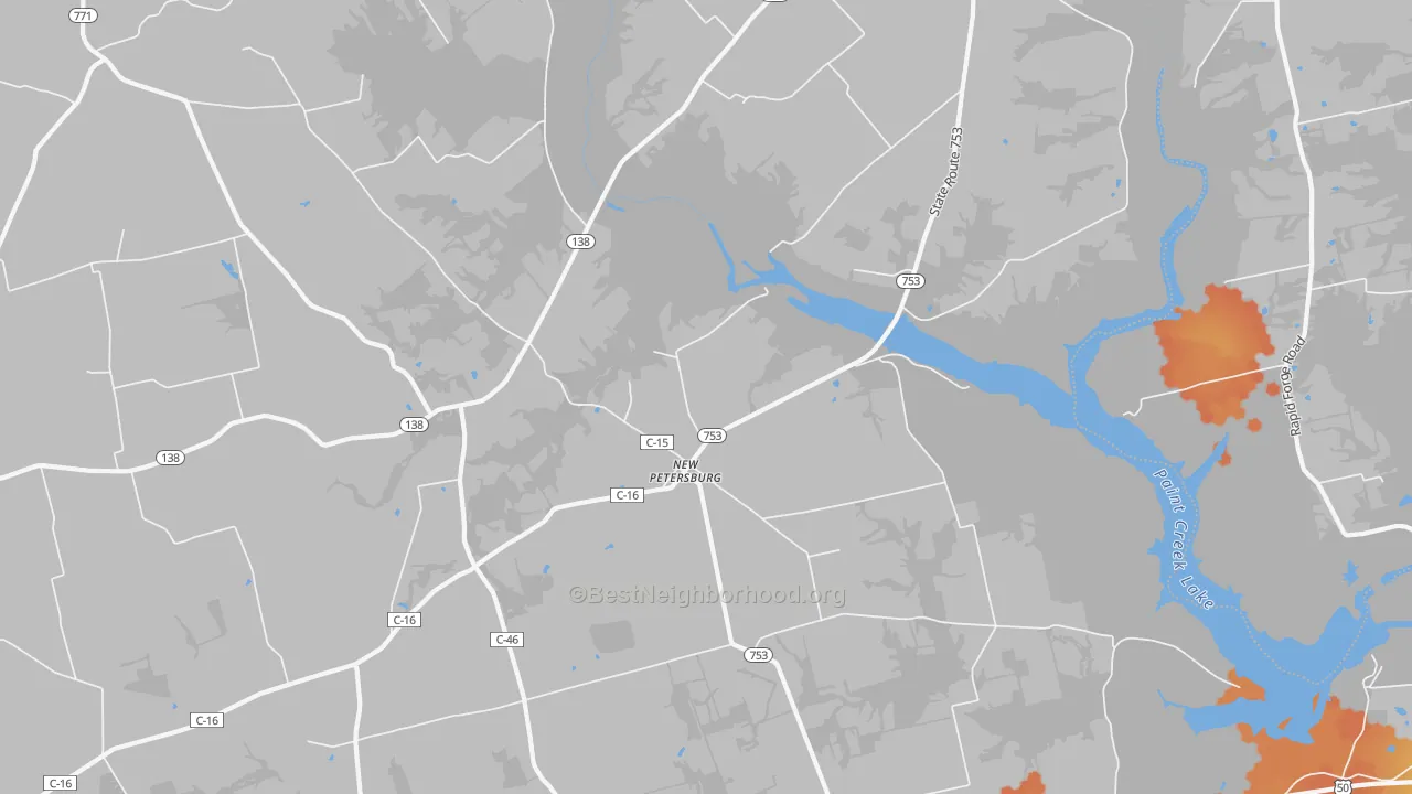 Bike Grade map of New Petersburg, OH