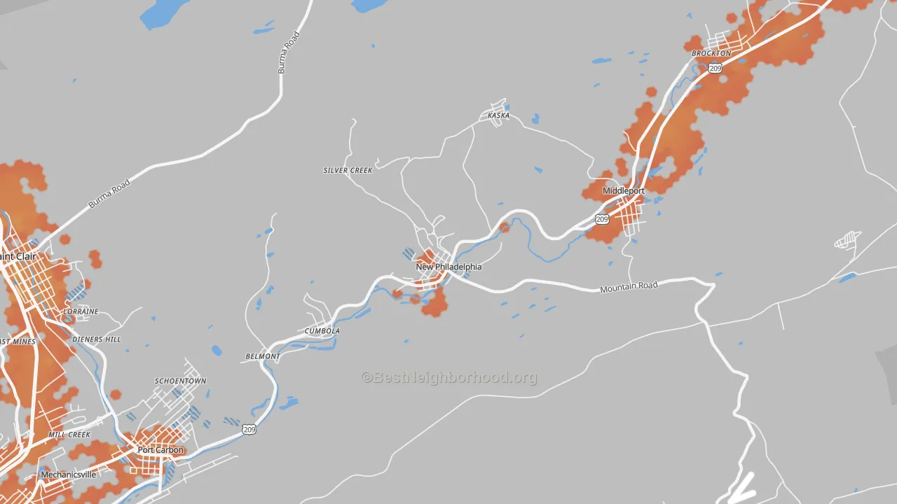Bike Grade map of New Philadelphia, PA
