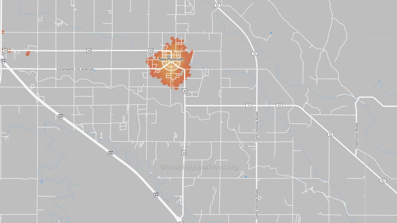 Bike Grade map of New Plymouth, ID
