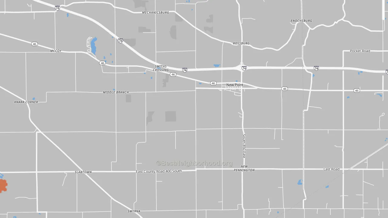 Bike Grade map of New Point, IN