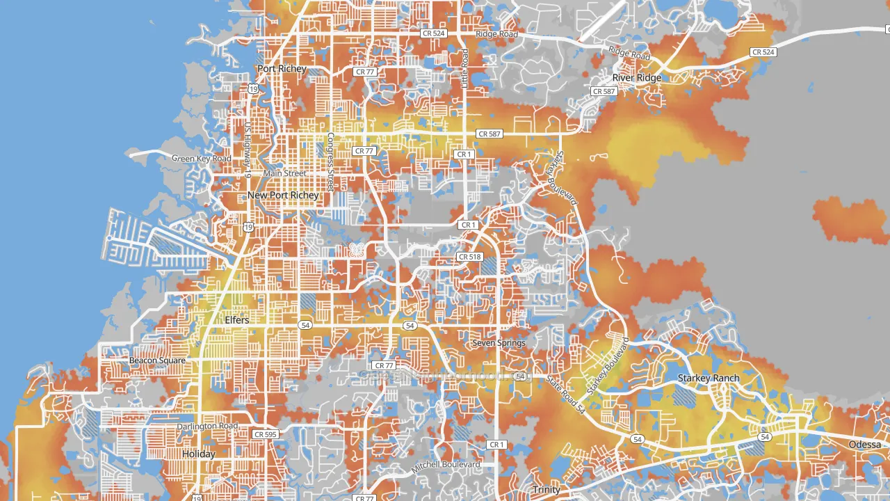 Bike Grade map of New Port Richey, FL