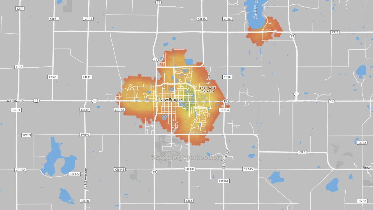 Bike Grade map of New Prague, MN