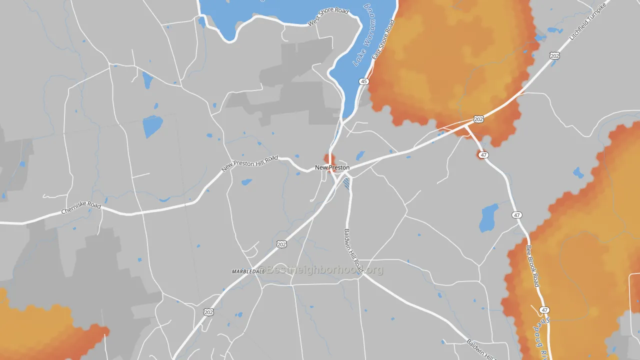 Bike Grade map of New Preston, CT