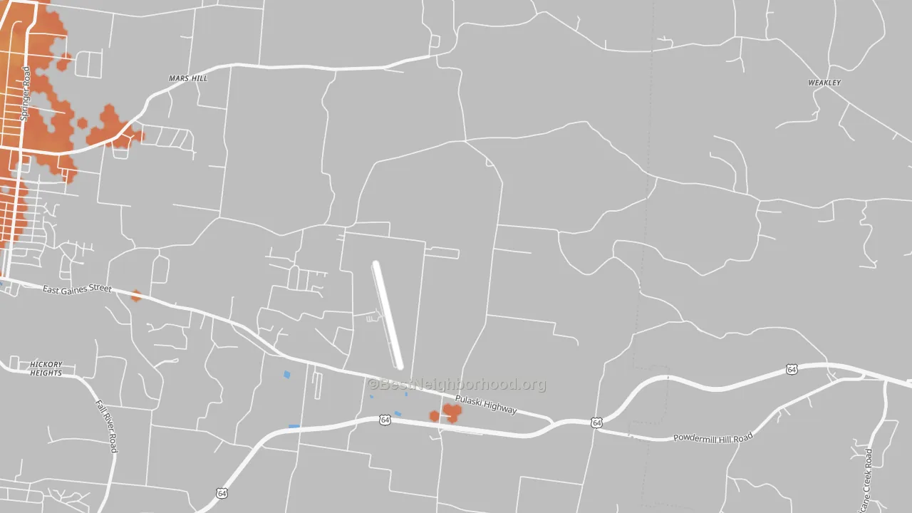 Bike Grade map of New Prospect, TN