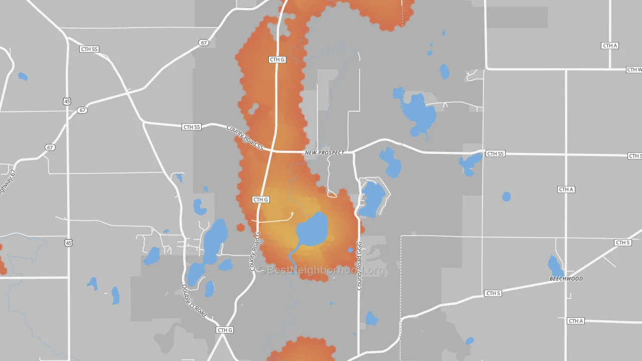 Bike Grade map of New Prospect, WI