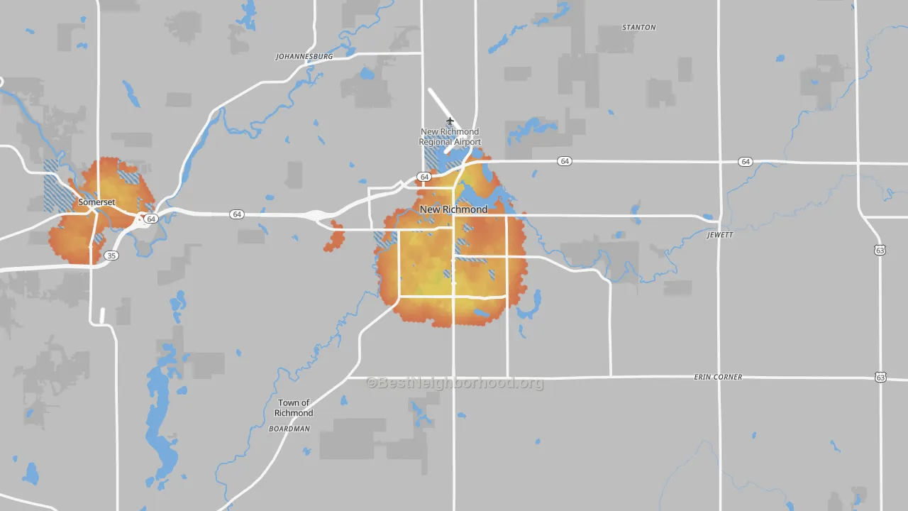 Bike Grade map of New Richmond, WI