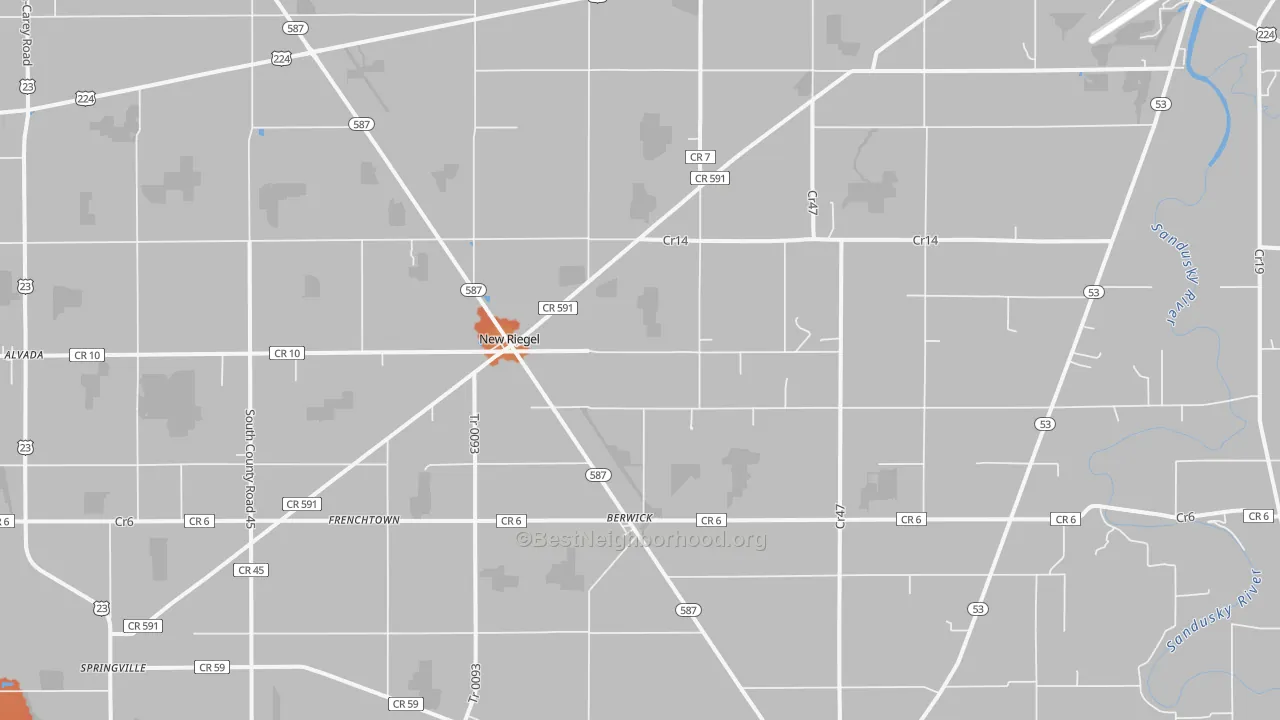 Bike Grade map of New Riegel, OH