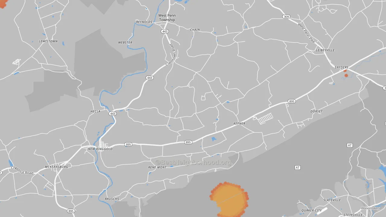 Bike Grade map of New Ringgold, PA