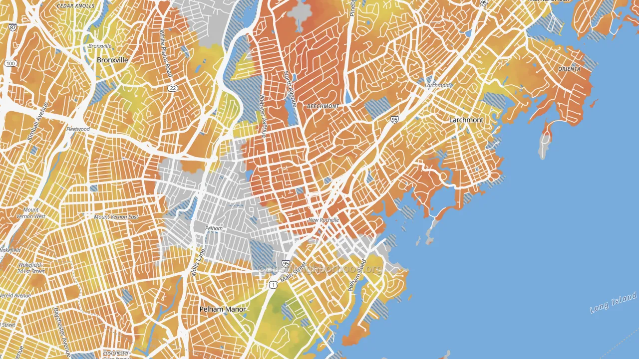 Bike Grade map of New Rochelle, NY