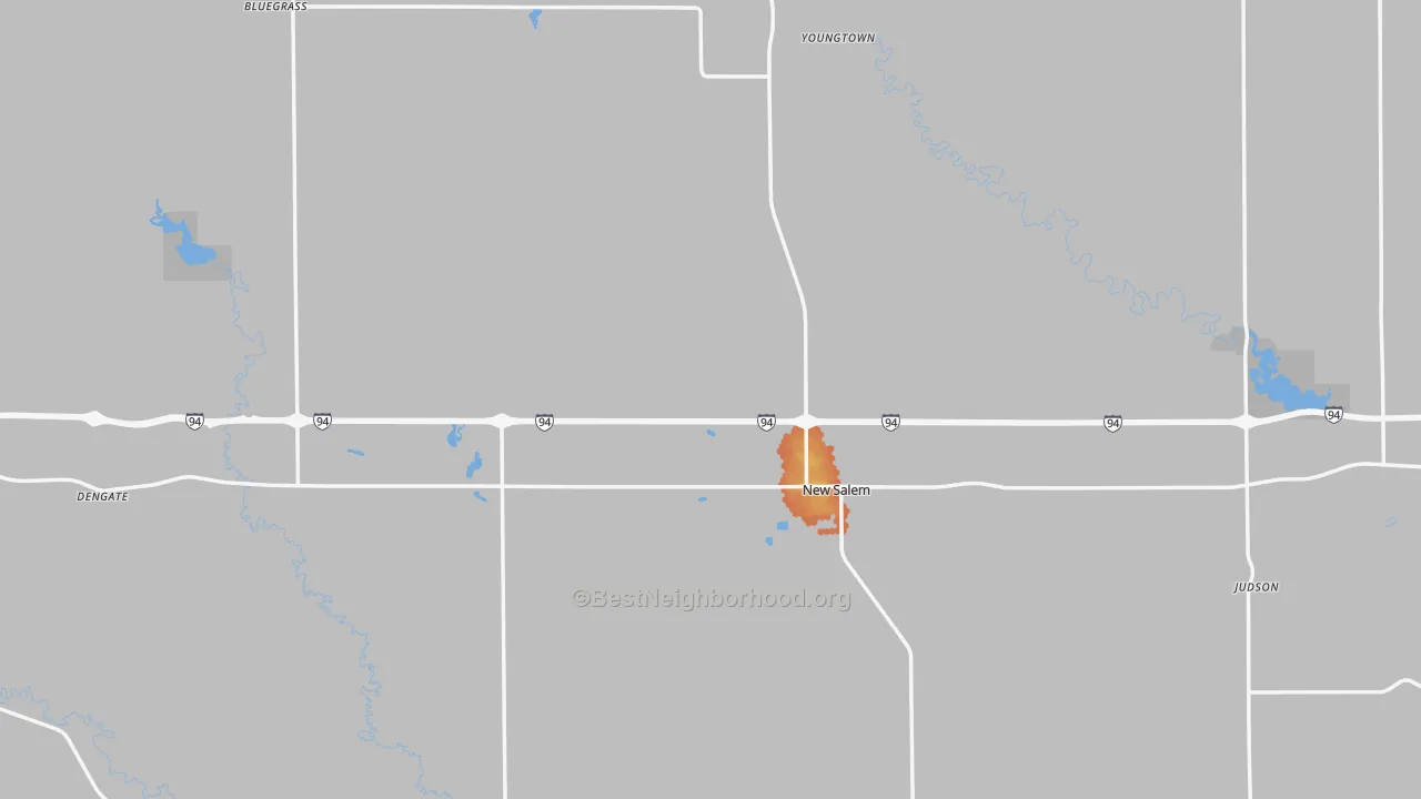 Bike Grade map of New Salem, ND