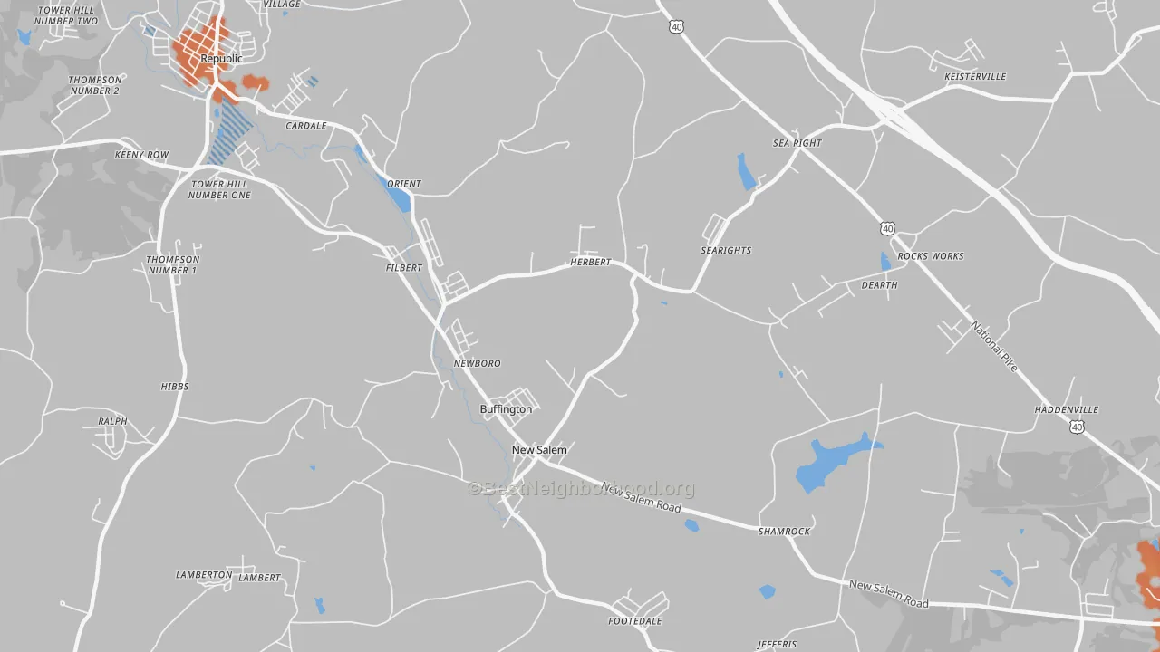 Bike Grade map of New Salem, PA