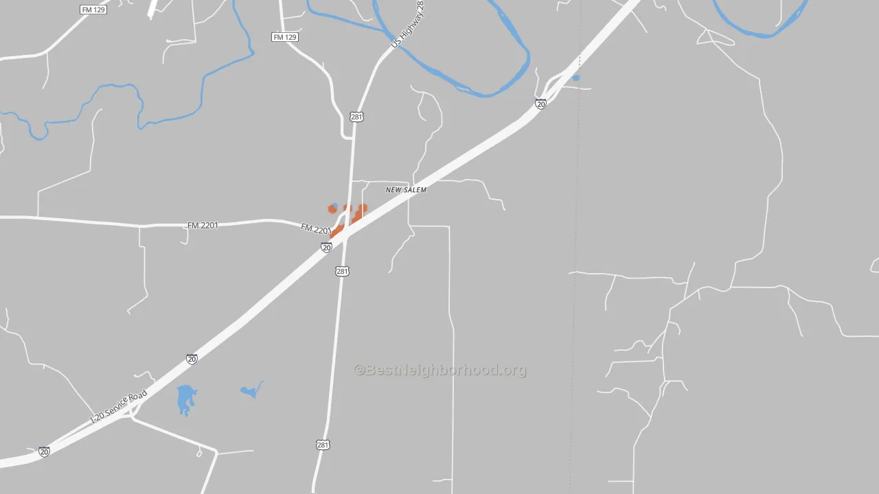 Bike Grade map of New Salem, TX