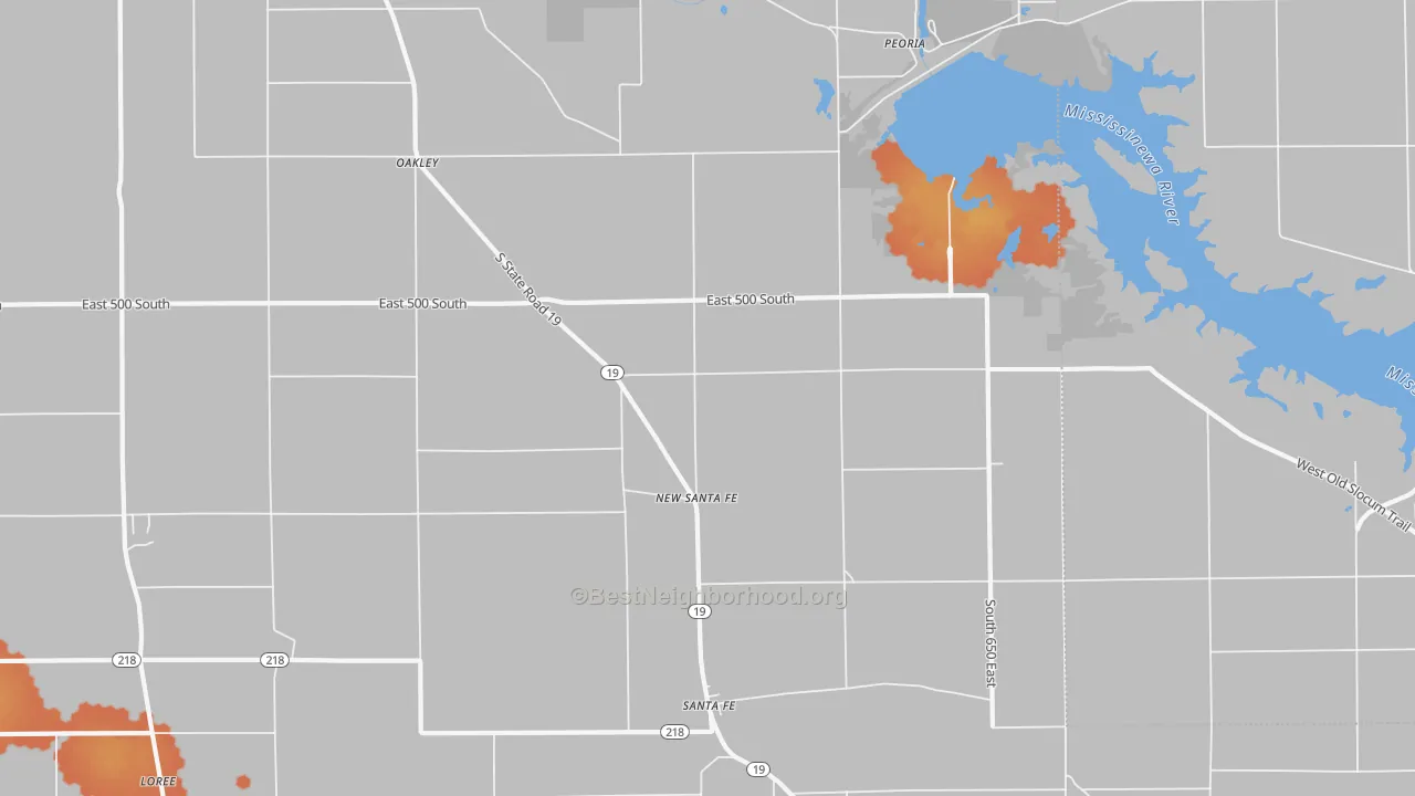Bike Grade map of New Santa Fe, IN