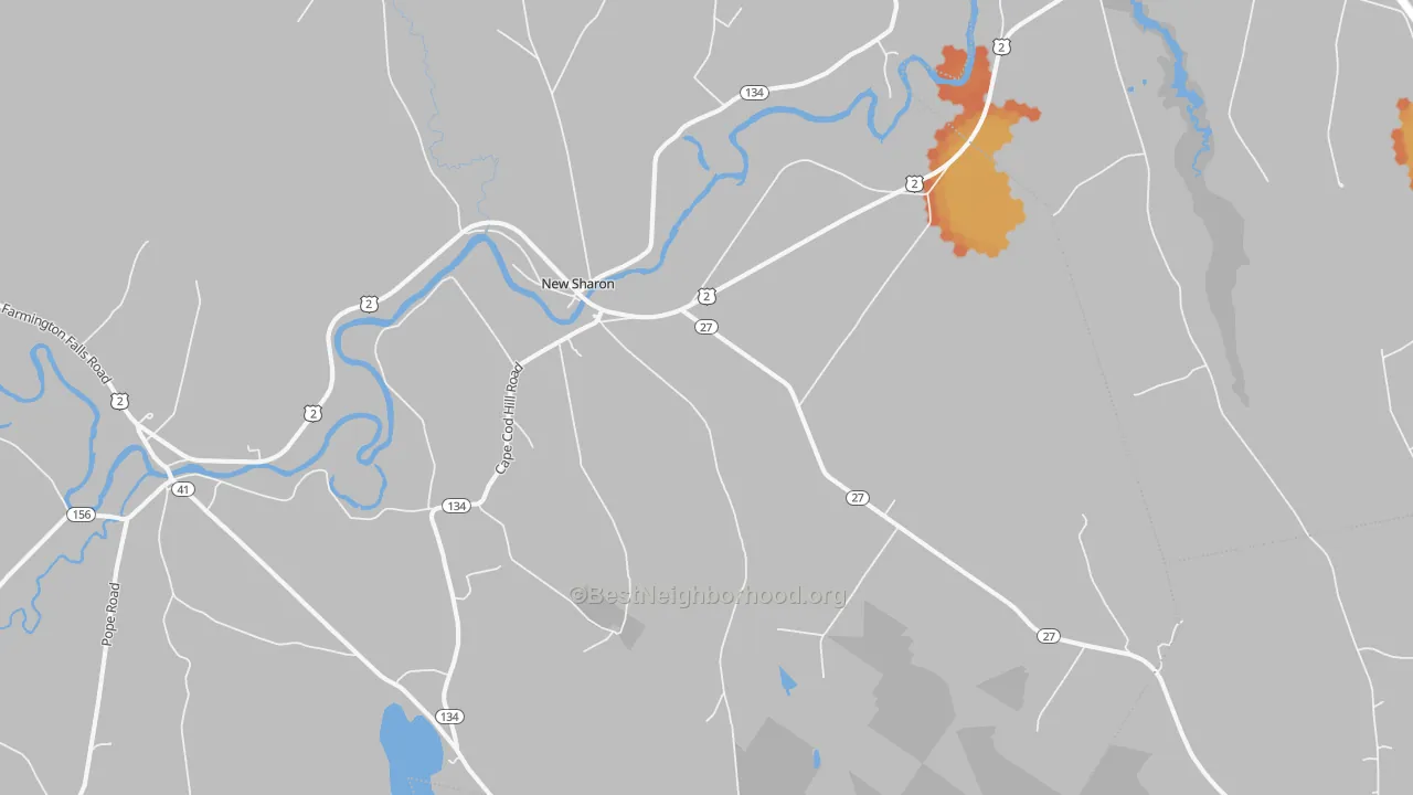 Bike Grade map of New Sharon, ME