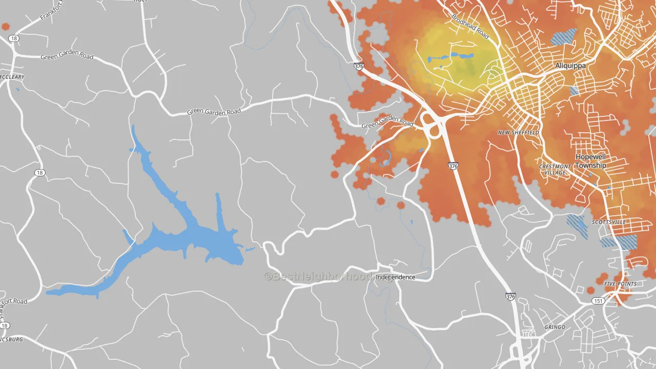 Bike Grade map of New Sheffield, PA