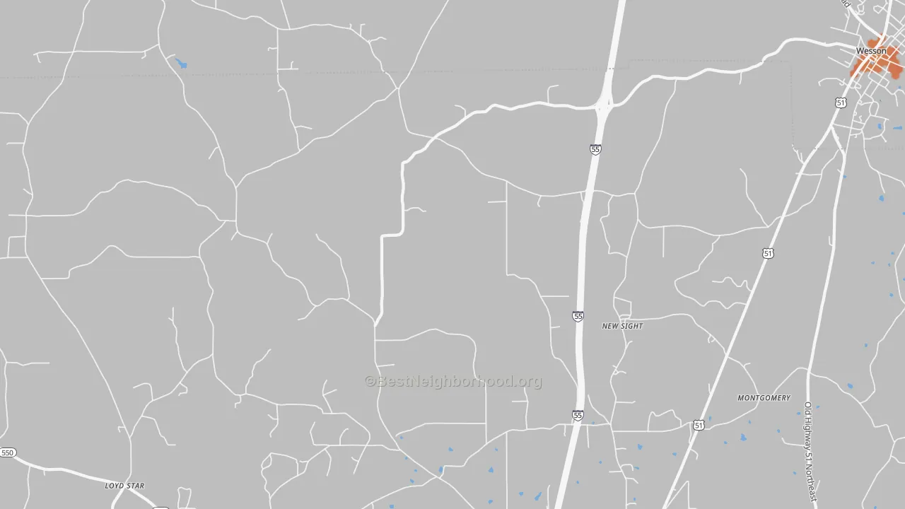 Bike Grade map of New Sight, MS