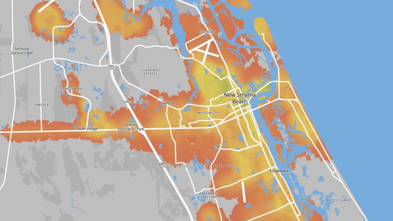 Bike Grade map of New Smyrna Beach, FL