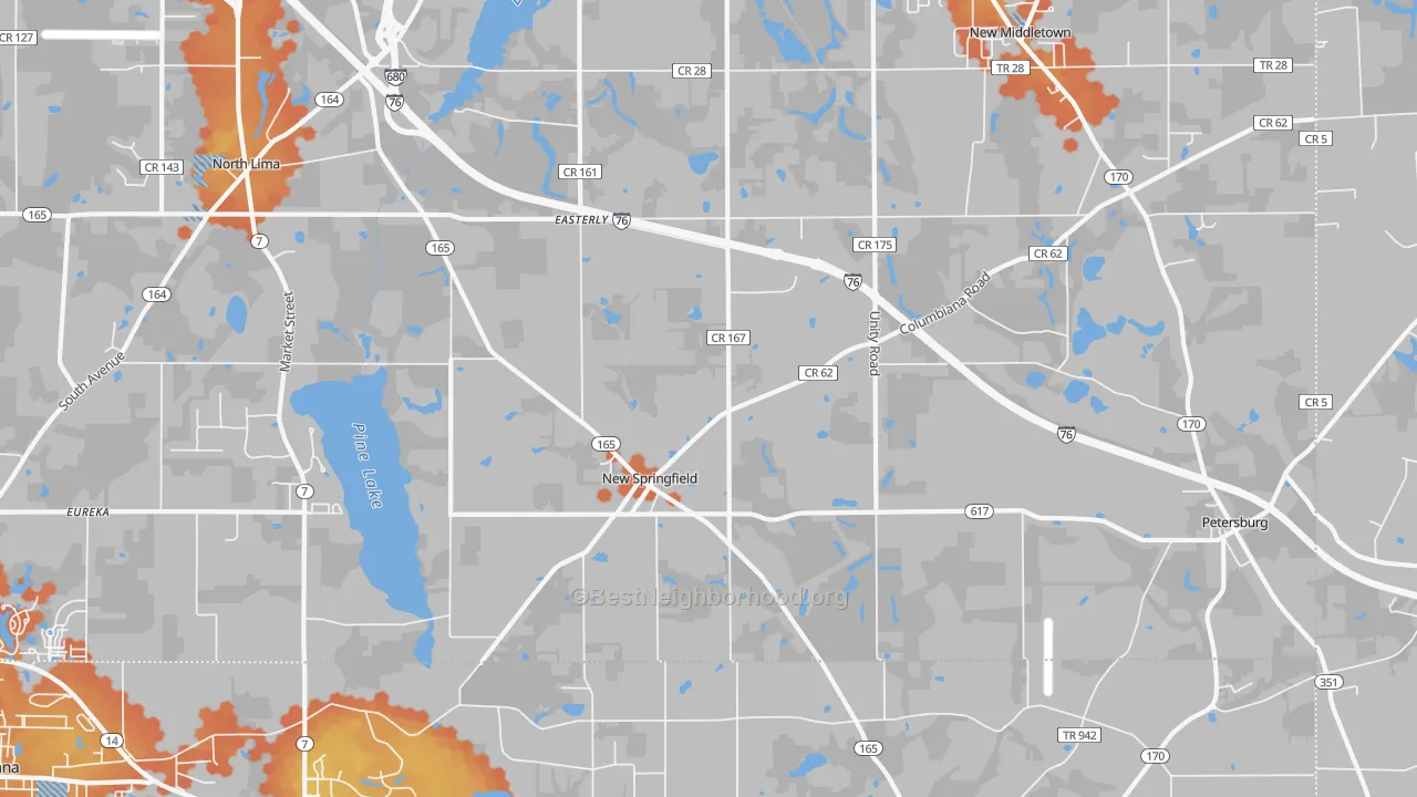 Bike Grade map of New Springfield, OH