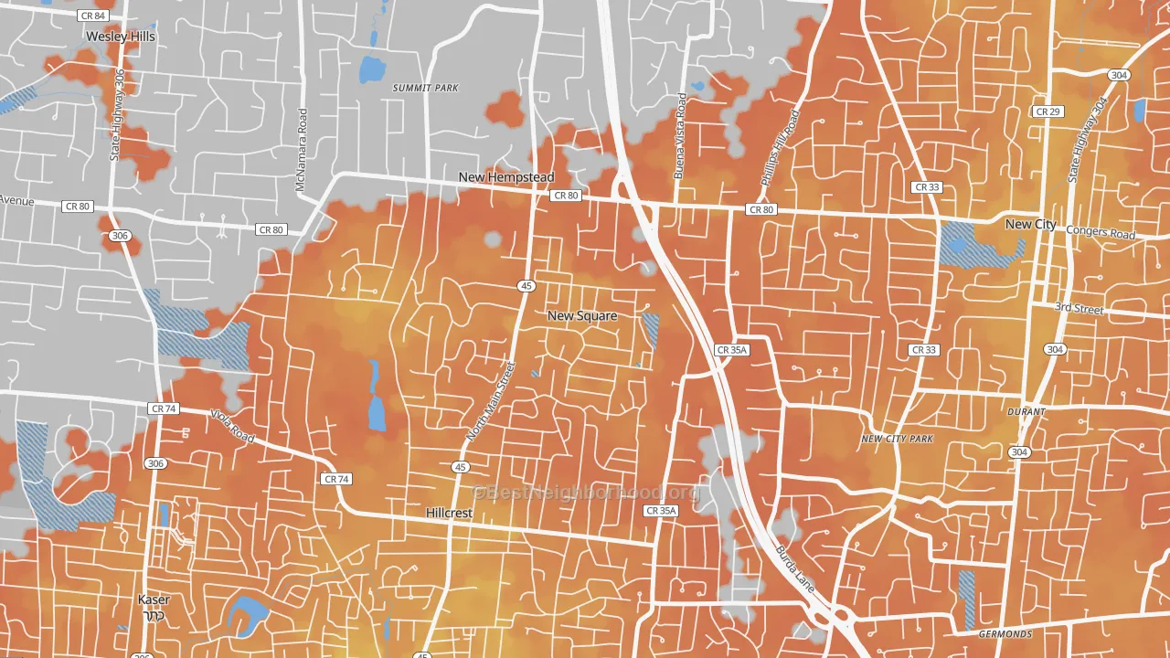 Bike Grade map of New Square, NY