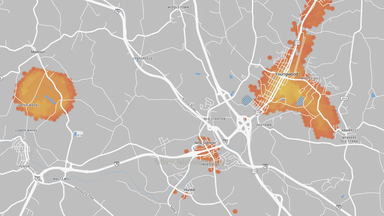 Bike Grade map of New Stanton, PA