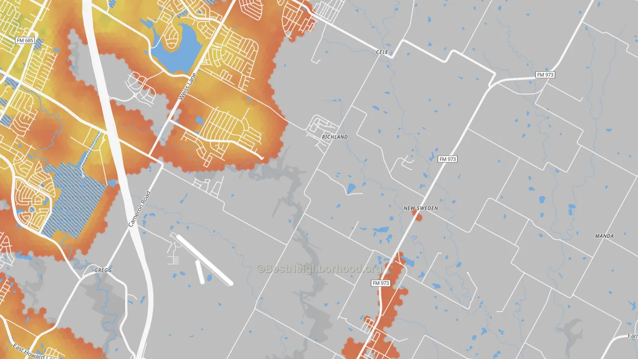 Bike Grade map of New Sweden, TX