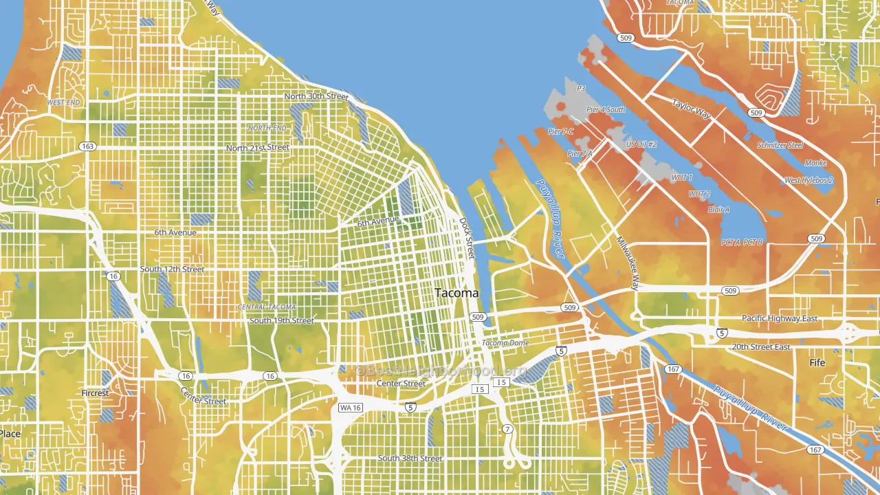 Bike Grade map of New Tacoma, Tacoma, WA