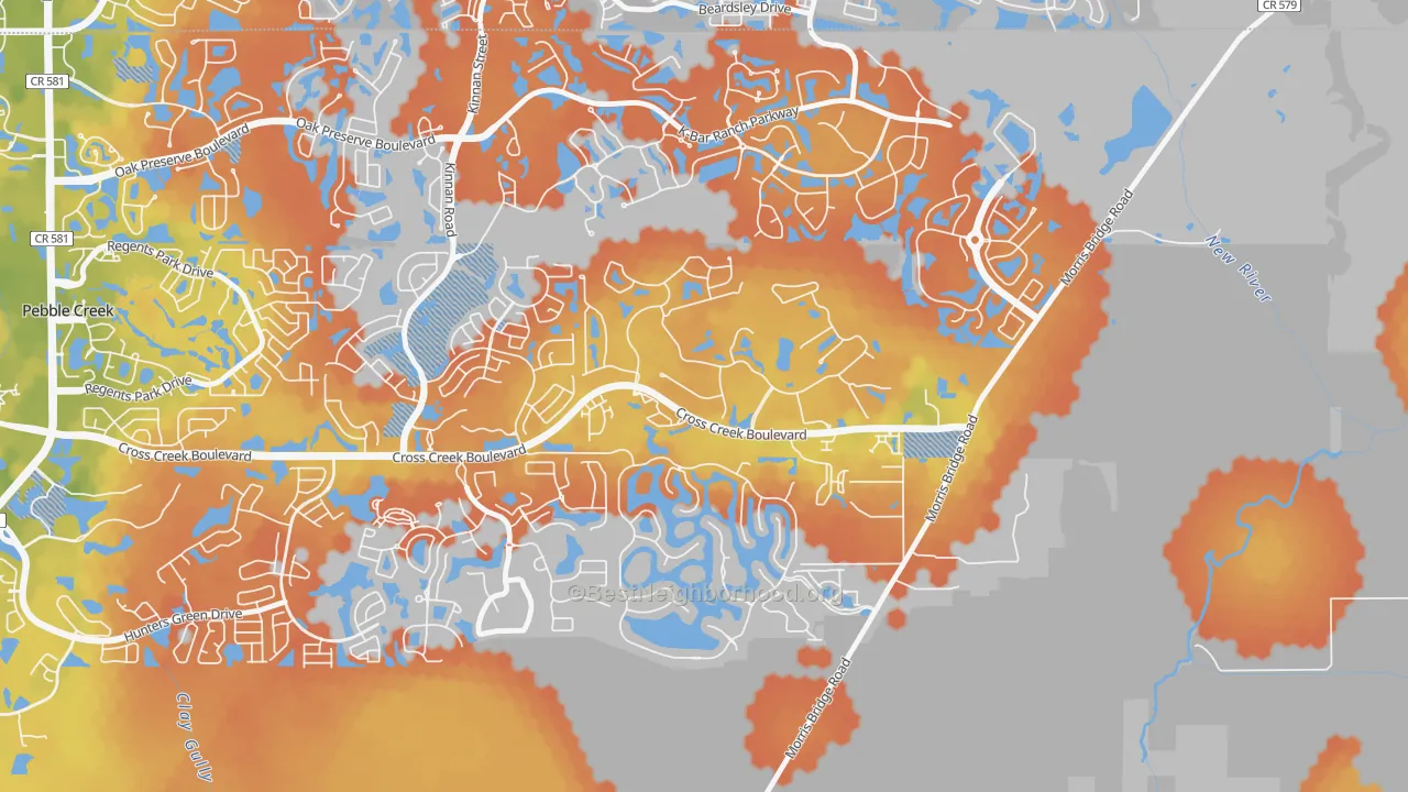 Bike Grade map of New Tampa, Tampa, FL