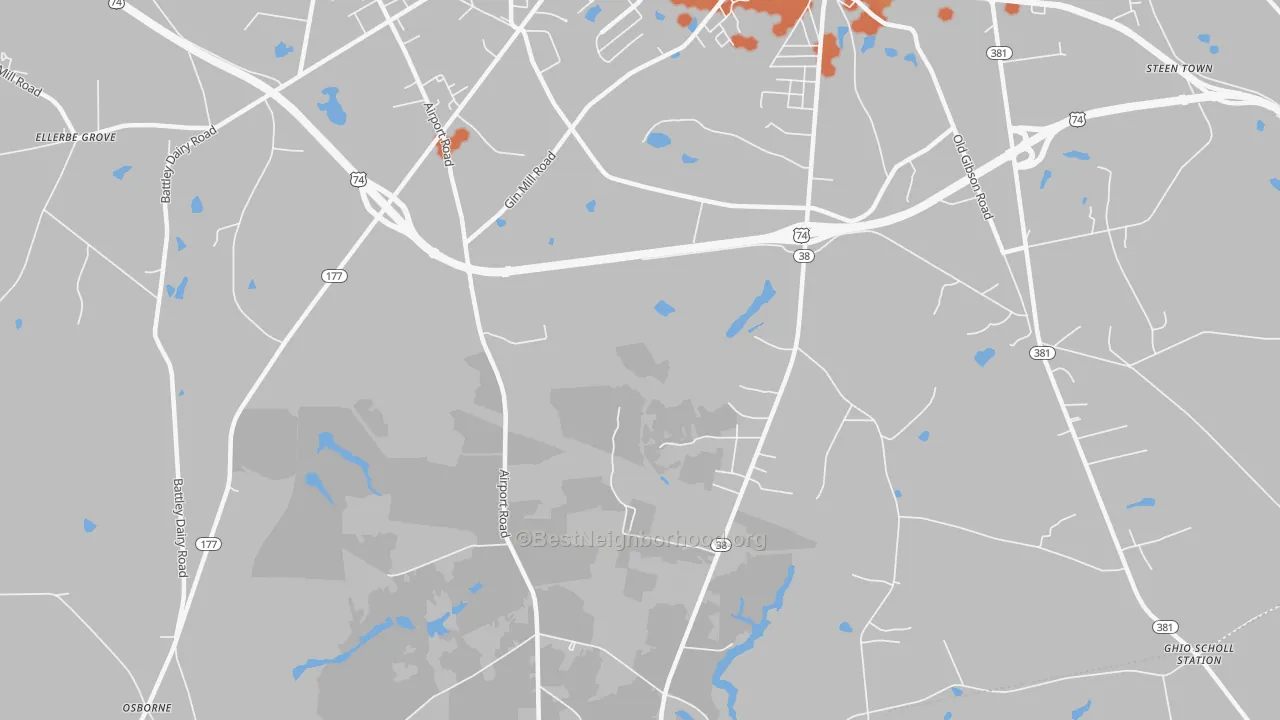 Bike Grade map of New Town, NC