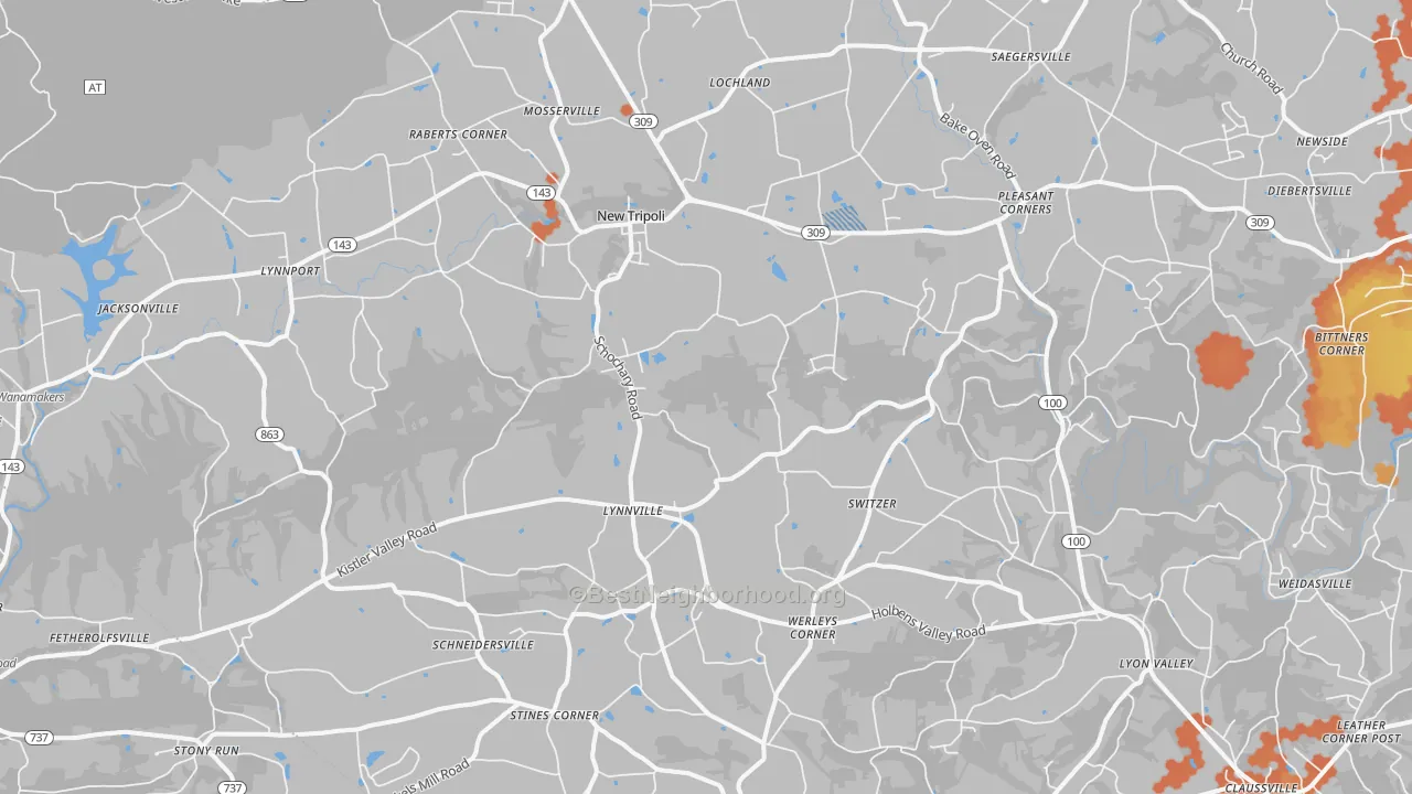 Bike Grade map of New Tripoli, PA