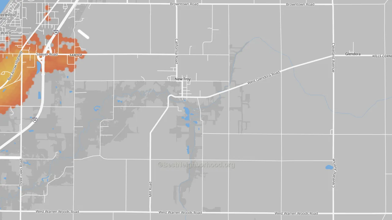 Bike Grade map of New Troy, MI