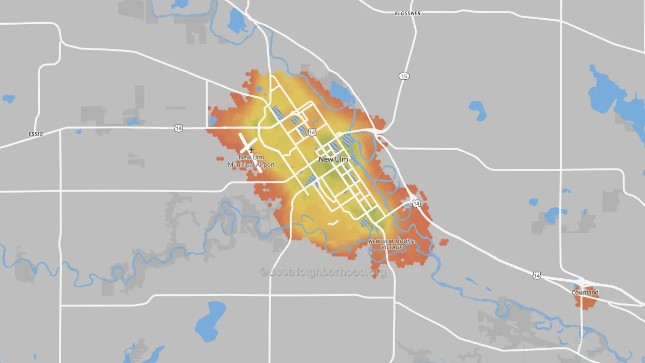 Bike Grade map of New Ulm, MN