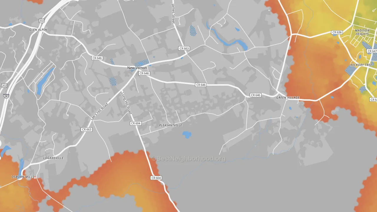 Bike Grade map of New Vernon, NJ