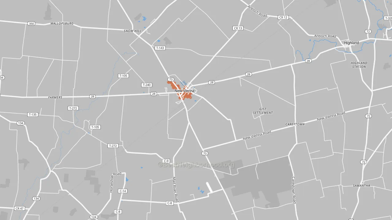 Bike Grade map of New Vienna, OH