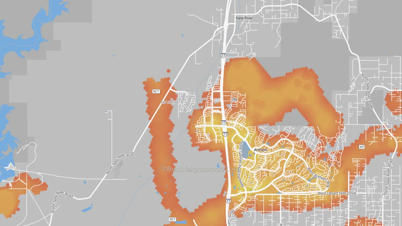 Bike Grade map of New Village, New River, AZ