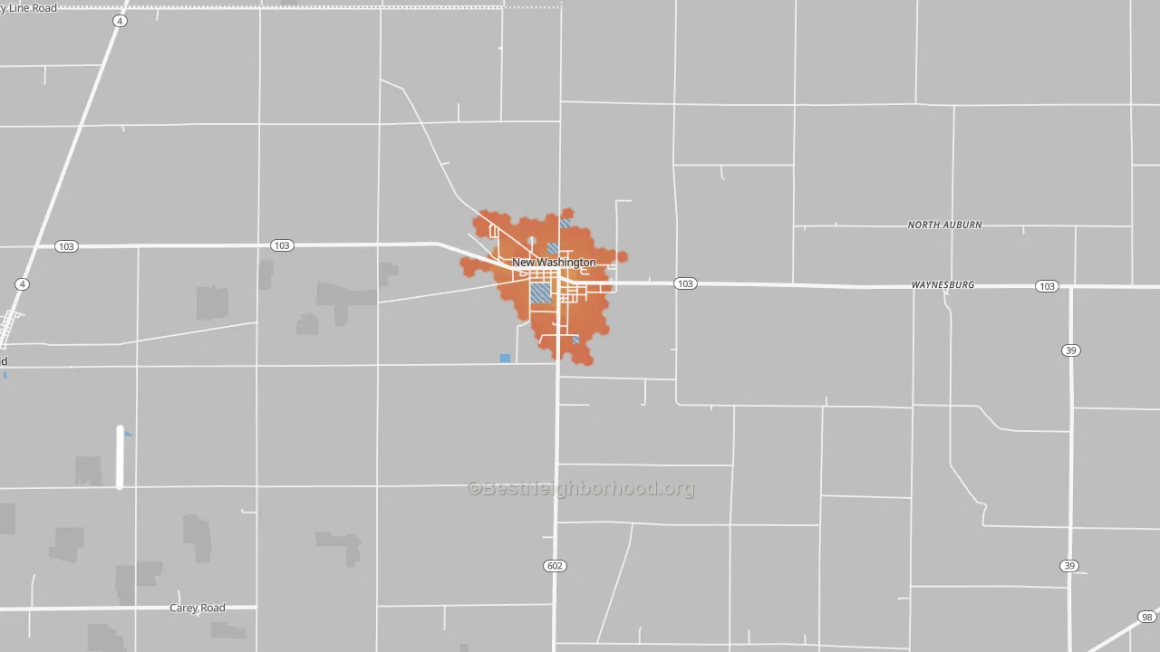 Bike Grade map of New Washington, OH