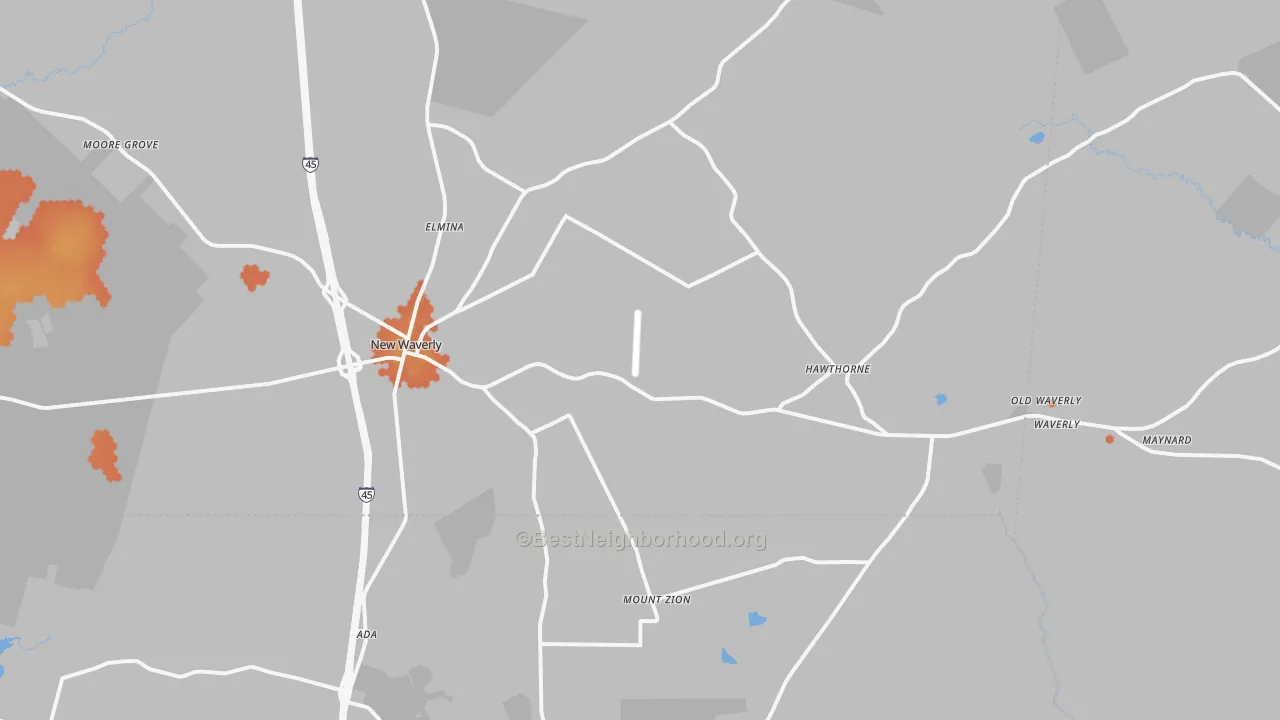 Bike Grade map of New Waverly, TX