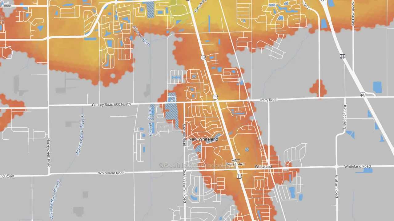 Bike Grade map of New Whiteland, IN