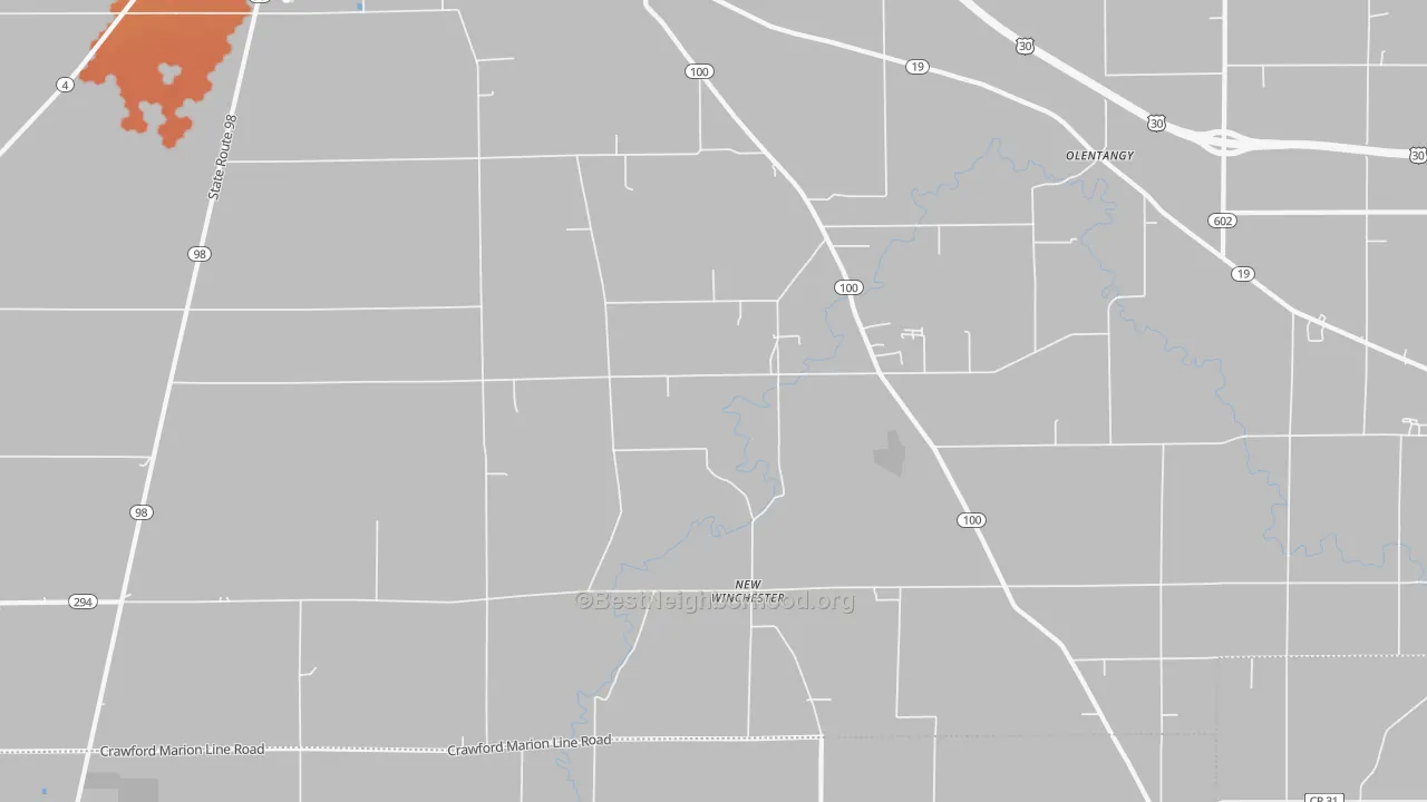 Bike Grade map of New Winchester, OH