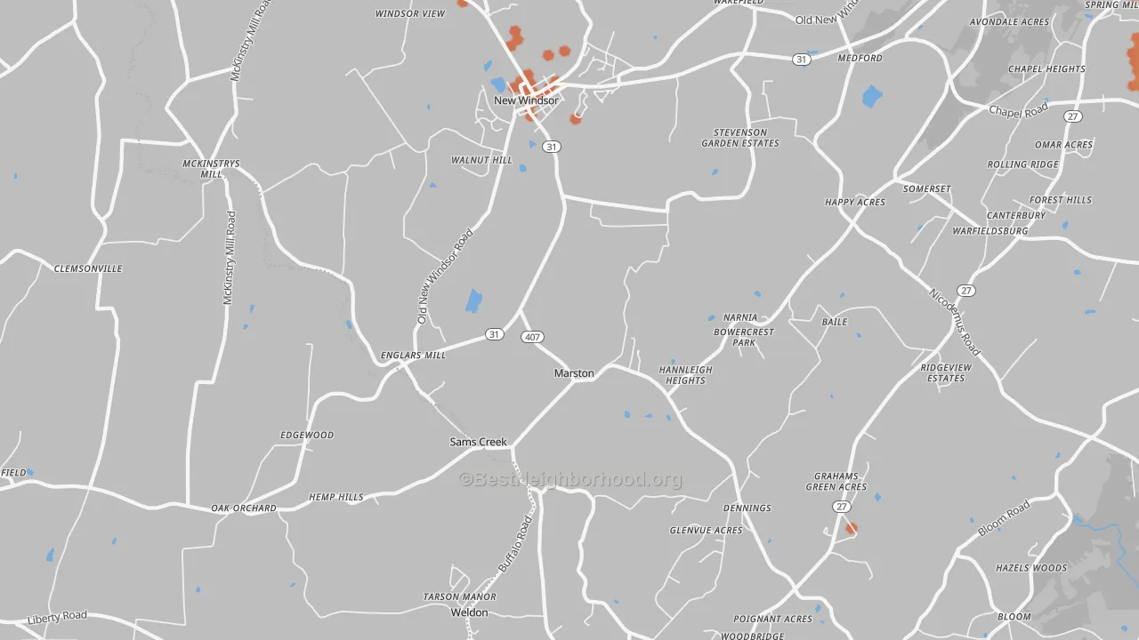 Bike Grade map of New Windsor, MD